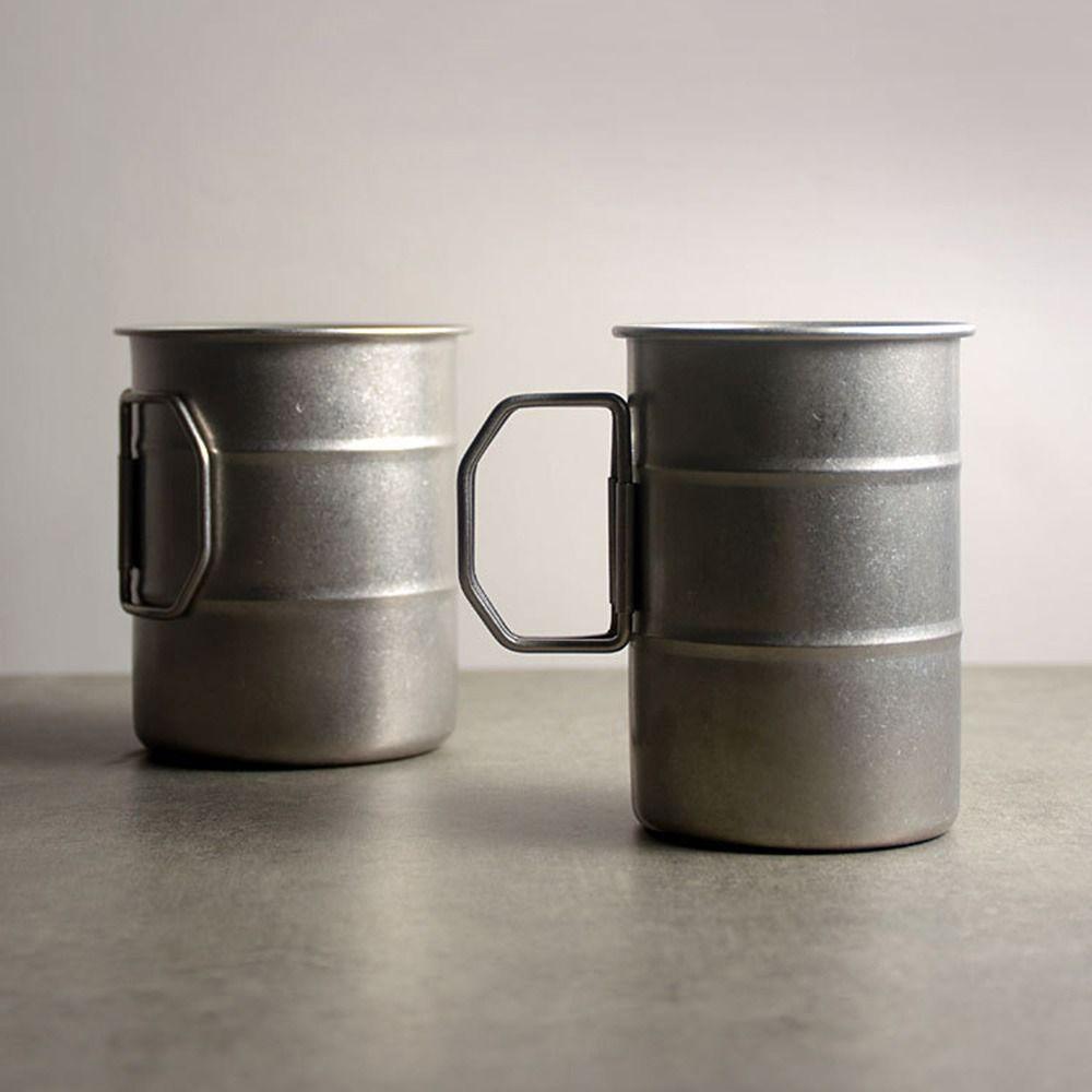 Oil Barrel Shape Stainless Steel Camping Mug Heat-resistant Portable Outdoor Drinking Cup  Coffee