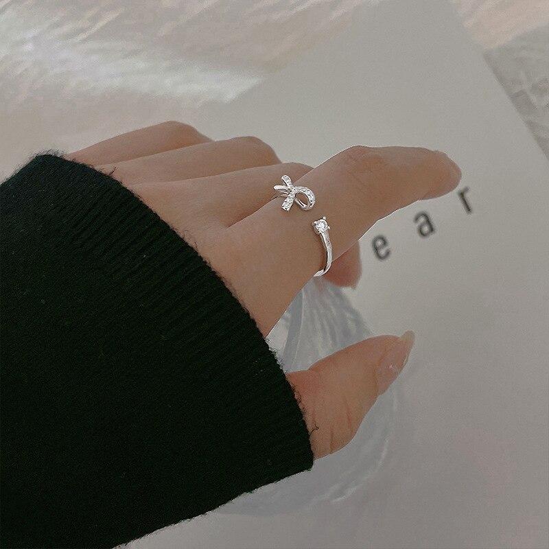 New 925 Sterling Silver Butterfly Rings For Women Open Design Zircon Bowknot Ring Wedding Jewelry Gift S-R1183