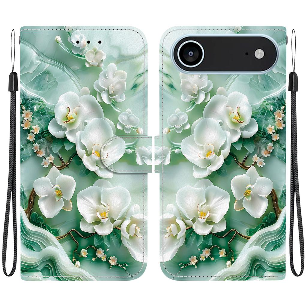 For iPhone 17 Air Case Pattern Printing Anti-Drop Leather Flip Wallet Phone Cover with Lanyard