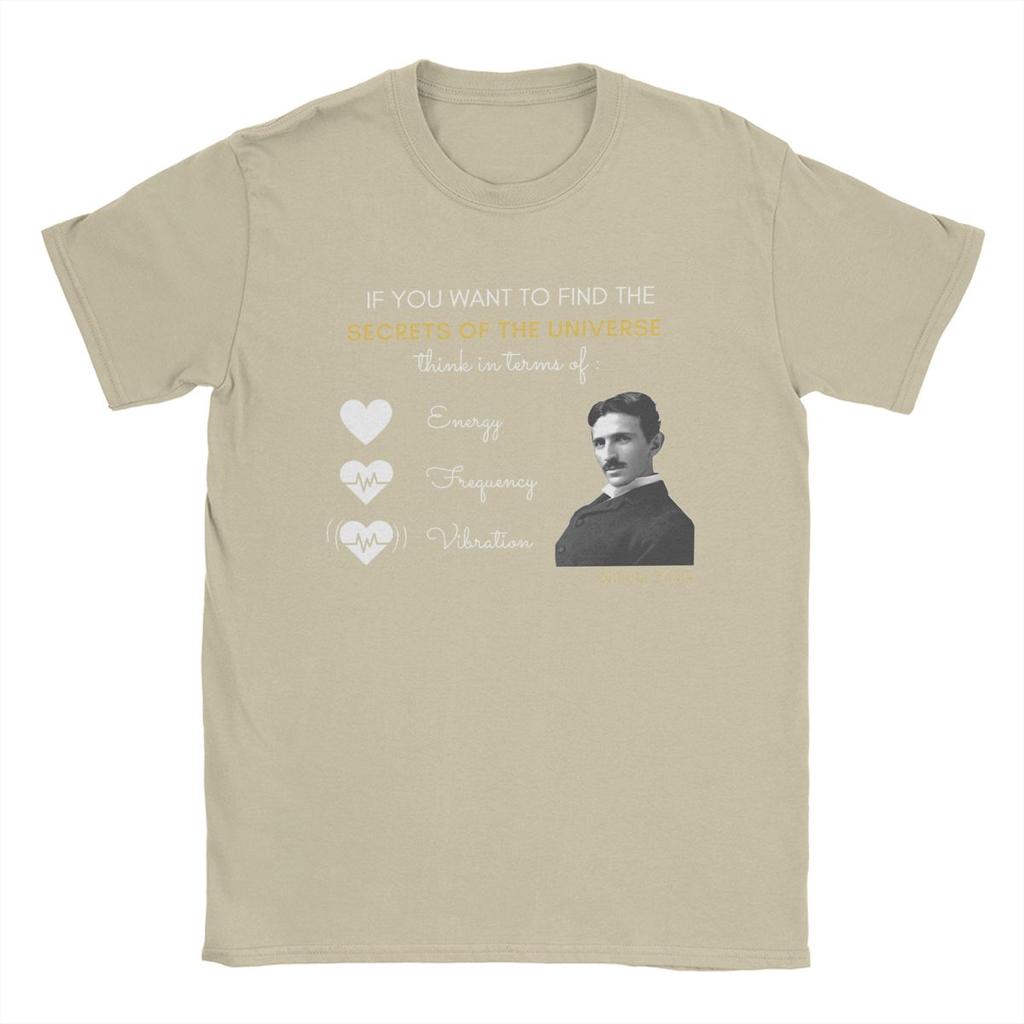 Nikola Tesla Tajemství Vesmíru Pánská Trička Vintage Tričko Krátký Rukáv Kulatý Výstřih Trička 100% Bavlna Nápad na Dárek Topy