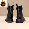 Female Short Shoes Platform Women's Ankle Boots Chelsea Brown Booties Round Toe Leather Chunky Boots