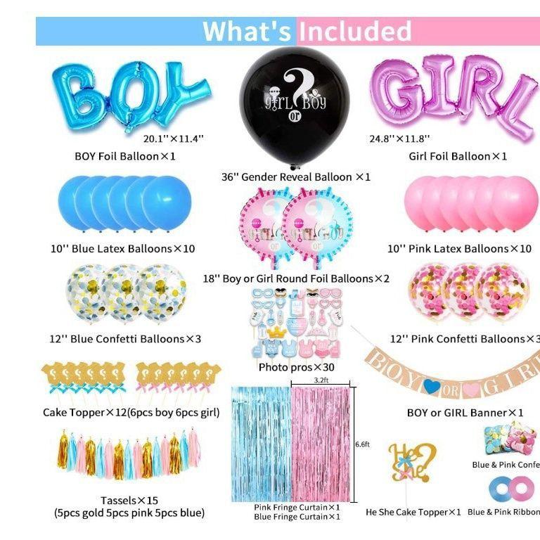 Gender Reveal Party Supplies Baby 36 Boy Girl Balloon Printed Gender Reveal Balloon Set