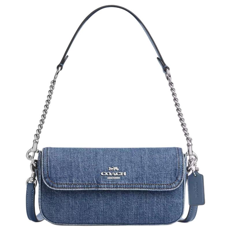 

COACH 19 Brand Micro-Logo Detachable Shoulder Strap Denim Crossbody Shoulder Bag Small Women’s Blue синий