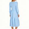 Women's Fashion Solid-color Retro Casual Long-sleeved Dress (without Belt)