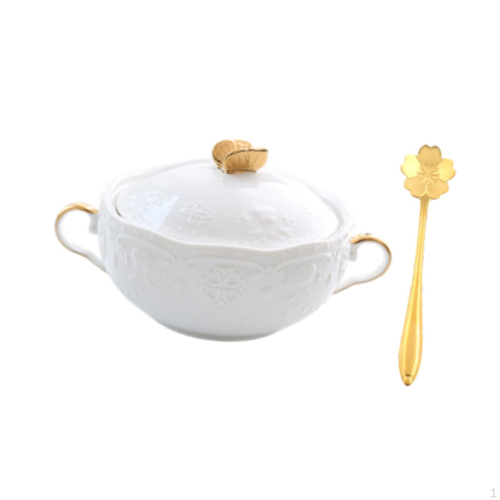 

Керамическая миска для подачи супа, 9,8 унций, размер 4,5 дюйма с ручками для мороженого и пасты gold cover handle