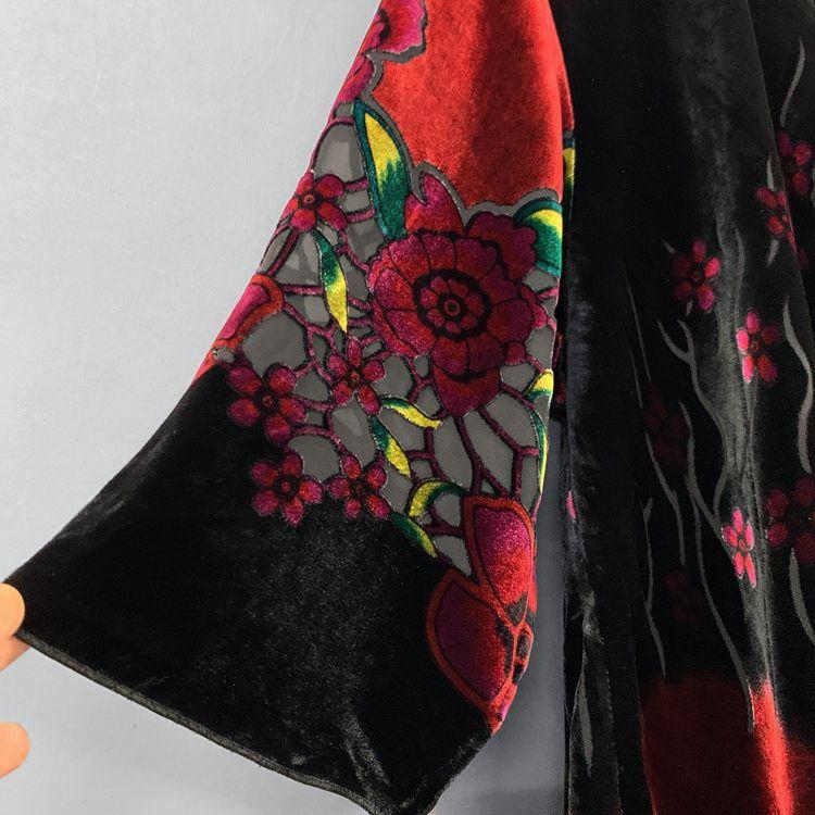 100% Silk Dress for Women Loose Jacquard A-Line Flocked Dress Vintage Soft Skin-Friendly Printed Velvet Dress Spring and Summer