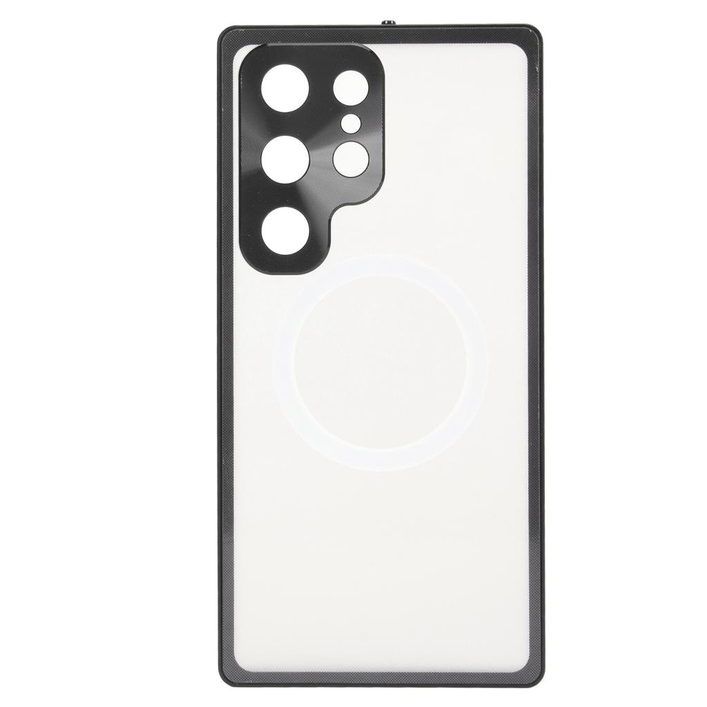 Magnetic Case for S23 Ultra Metal Clear Acrylic Shockproof Full Protection Phone Cover with Elastic