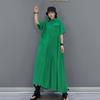 Xitao Irregular Splicing Pleated Green Dress DMY4747