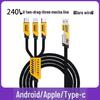 240W Multi-Device Fast Charging Cable, Compatible with Huawei, Xiaomi, and Apple Devices, Type-C Connector