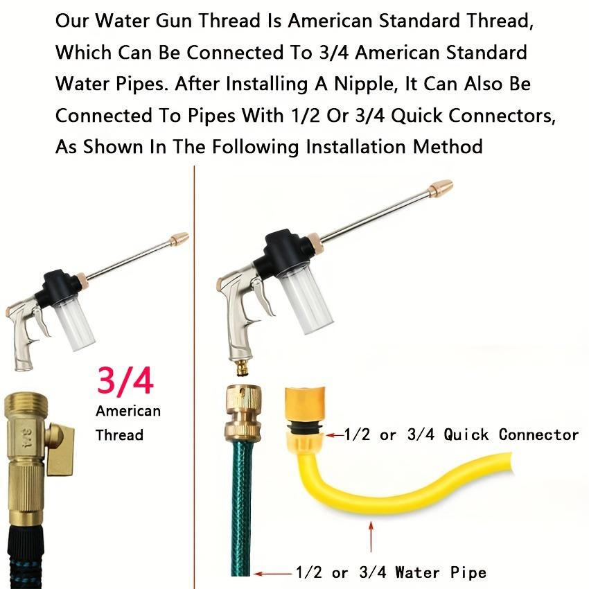 Copper High-Pressure Car Wash Nozzle with Brush Attachment