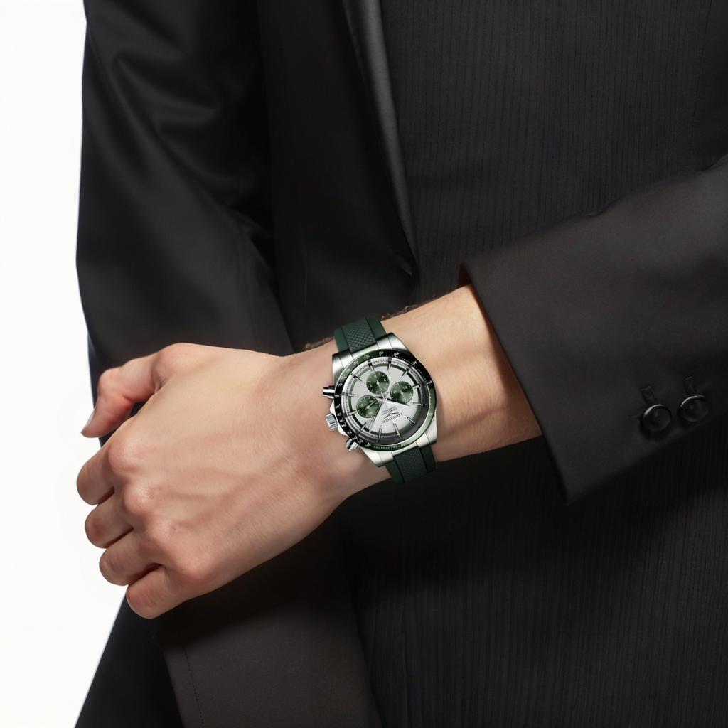 Longines Concas Serie Automatik-Mechanikwerk Wasserdicht 100 Meter Herrenuhr 42mm grünes Zifferblatt Edelstahlgehäuse Kautschukarmband L3.835.4.02.9