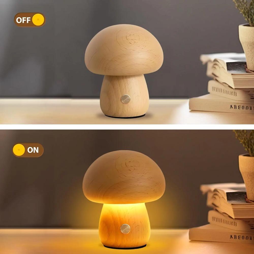 LED Mushroom light, night light with touch sensor, Dimmable bedside light with USB charging desk light for home decoration light