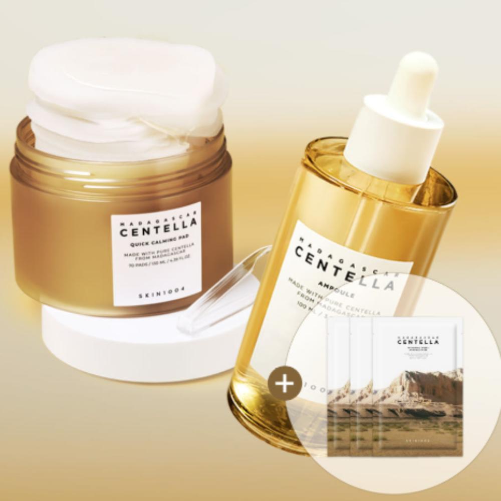 

SKIN1004 Centella Ampoule 100ml + Centella Quick Calming Pads 70 Pads + Centella Mask 3 Sheets