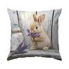 Square Easter Rabbit Pillow Cover MultiScene Bunny Egg Design for Sofa Bedroom and Seasonal Spring Styling