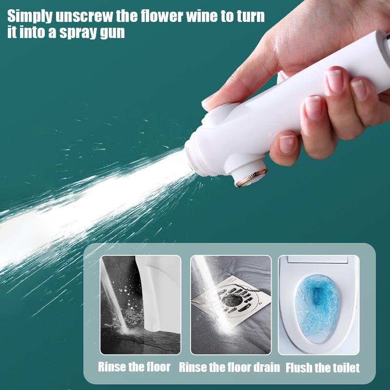 Högtrycksduschhuvud 3 lägen Justerbar Vattensparande Ett-knapps Stopp Vattenstråle Stort flöde Duschkran Badrumstillbehör