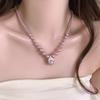 Size Gradual Change Purple Shijia Pearl Crown Pendant Necklace Elegant Atmosphere Design Sense Fashion Sweater Chain