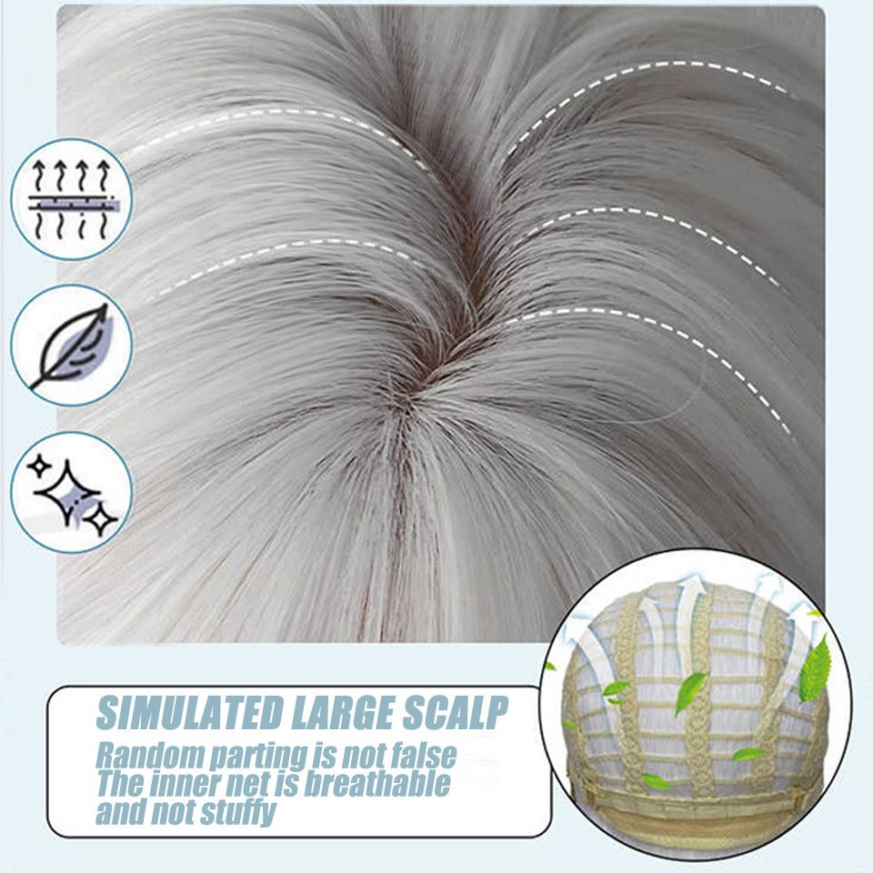 White Gold Highlights Blue Wave Synthetic Wig Female Delicate And Elegant Lolita Wig Small Lace Bangs Big Waves Long Curly Wig