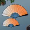 8/10 Inch Men's Silk Folding Fan with Red Bone - Red, Yellow, White & Black Options