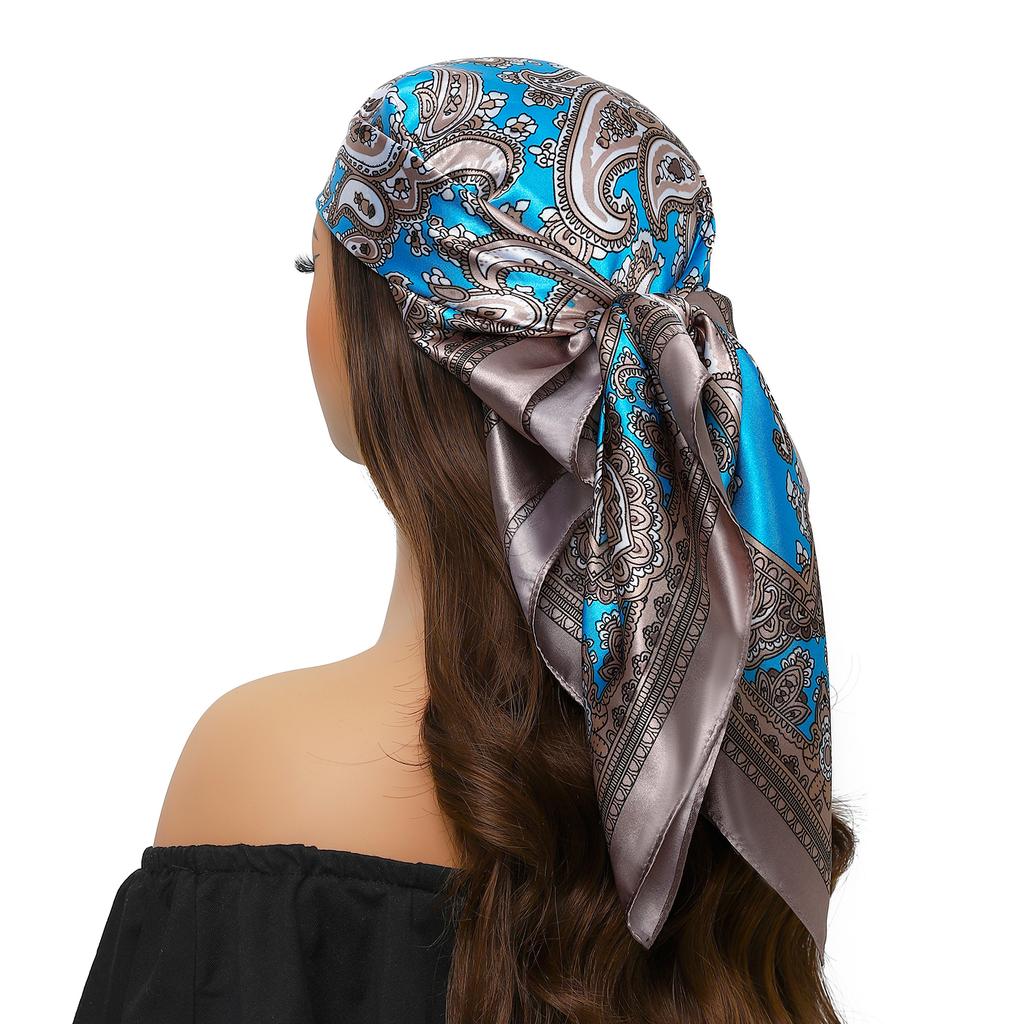 Silk Scarves Women Luxury Brand Summer Fashion Designer Head/Hair Scarf 90*90cm Hijab Bandana Cheveux Foulard Femme 90X90CM