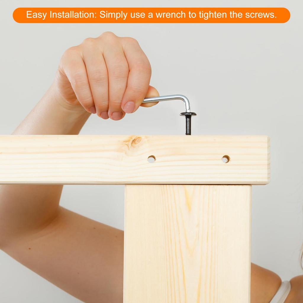 uxcell 12pcs M6 x 100mm Hex Socket Head Bolts Bucket Nuts for Furniture and Black with Wrench Beds, Chairs, Beds,