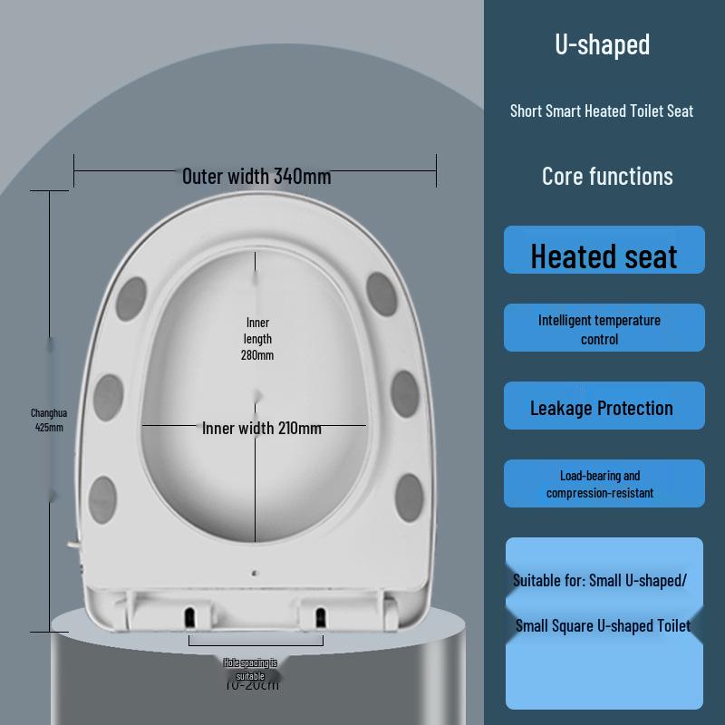 Smart U-Type Electric Heated Toilet Seat with Instant Heating and Adjustable Three-Level Temperature