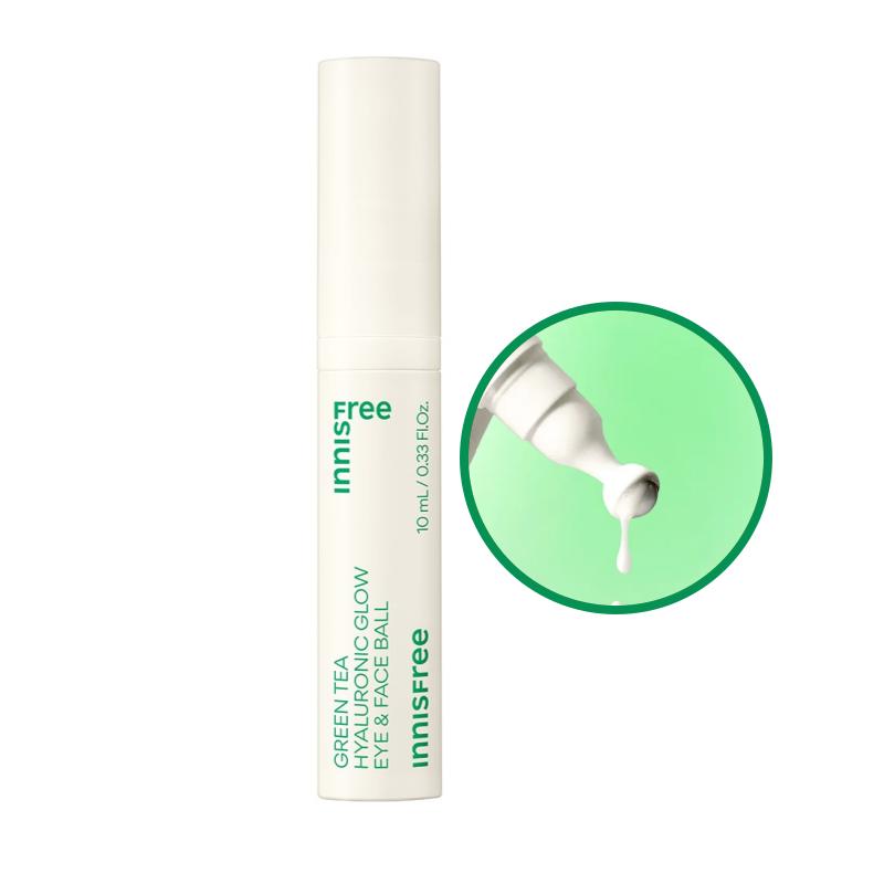 [innisfree] Green Tea Hyaluronic Glow Eye & Face Ball 10ml Intensive Hydrating & Cooling Massage for Eyes & Expression Lines