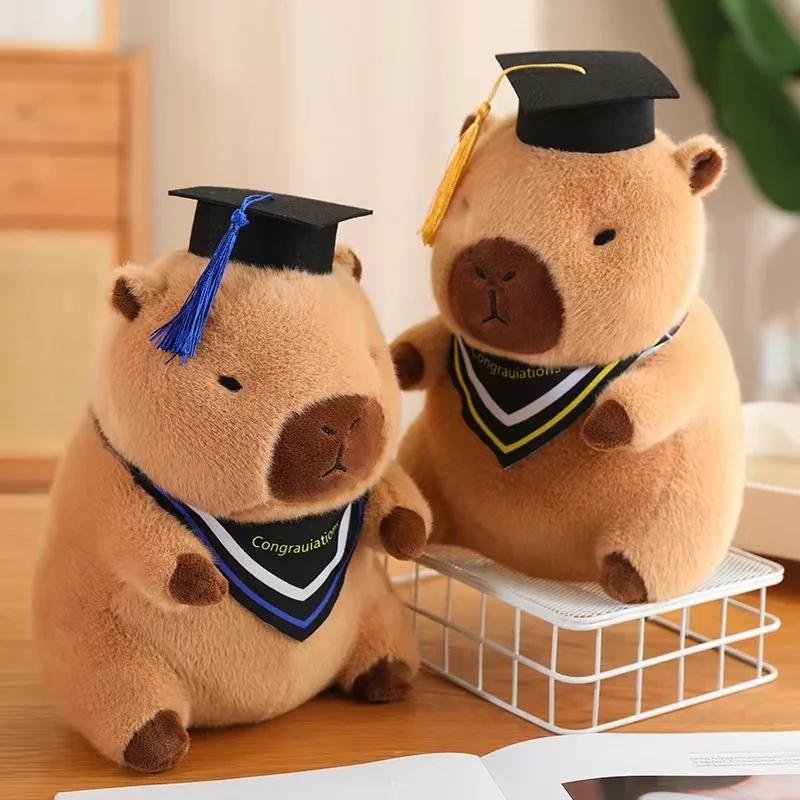 Doctor Hat Capybara Plush Toy Graduate Plush Dolls Cute Stuffed Animal Plushie Cute Pendant Soft Cartoon Pillow Graduation Gift