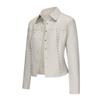 Womens PU Leather Biker Jacket With Rivets Stand Collar Single Button Lightweight Streetwear Outerwear
