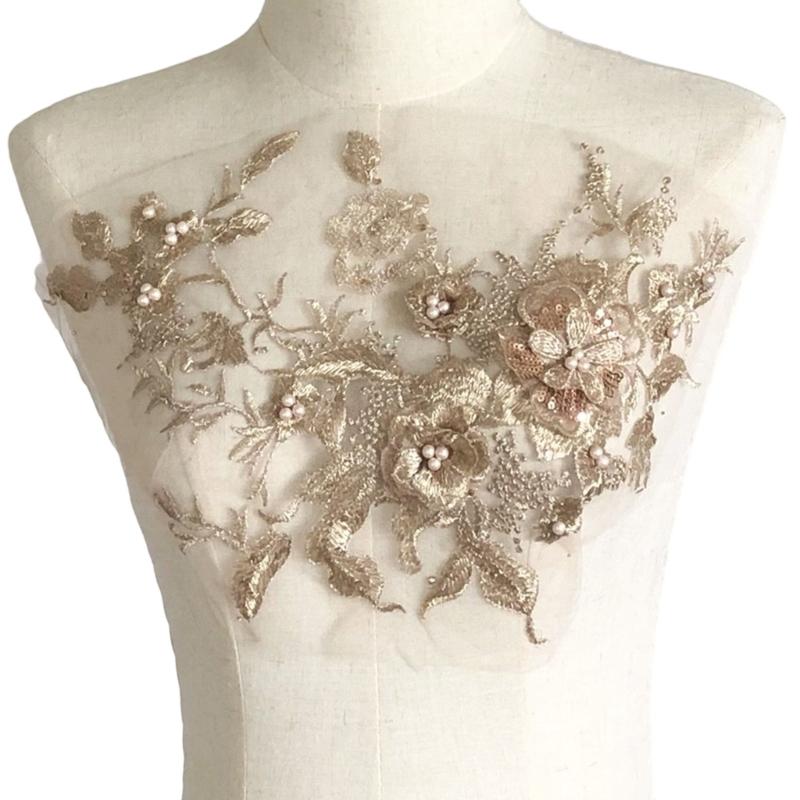 Embroidered Sequins Flower Applique Patches for Clothing Bags Handcraft Decoration Polyester Materials