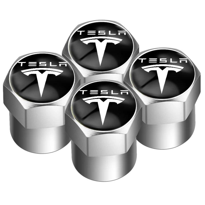 

Car Sticker Tesla 4pcs Aluminum Alloy Car Wheel Tire Valve Caps Tyre Rim Stem Covers For Tesla model 3 model X Y style Roadster