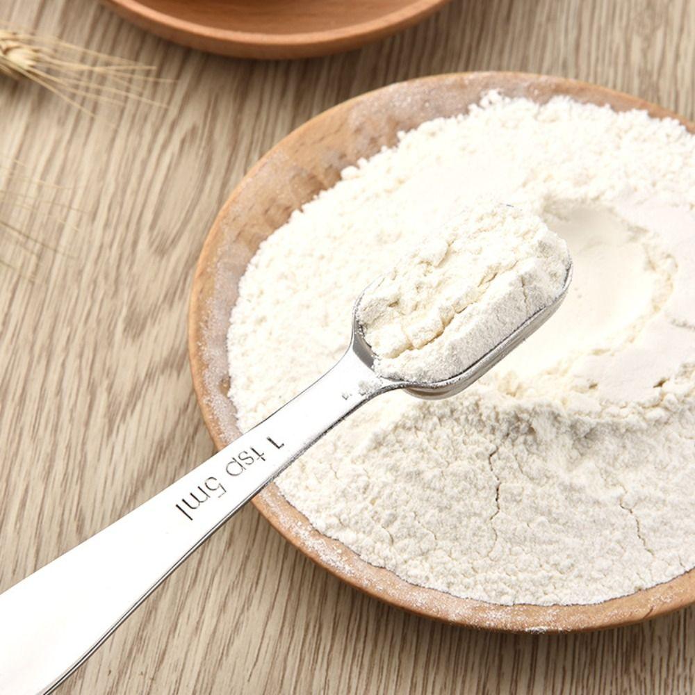 6Pcs Square Shaped Measuring Spoons Set Metal Teaspoon Kitchen Measuring Tool  for Dry or Liquid