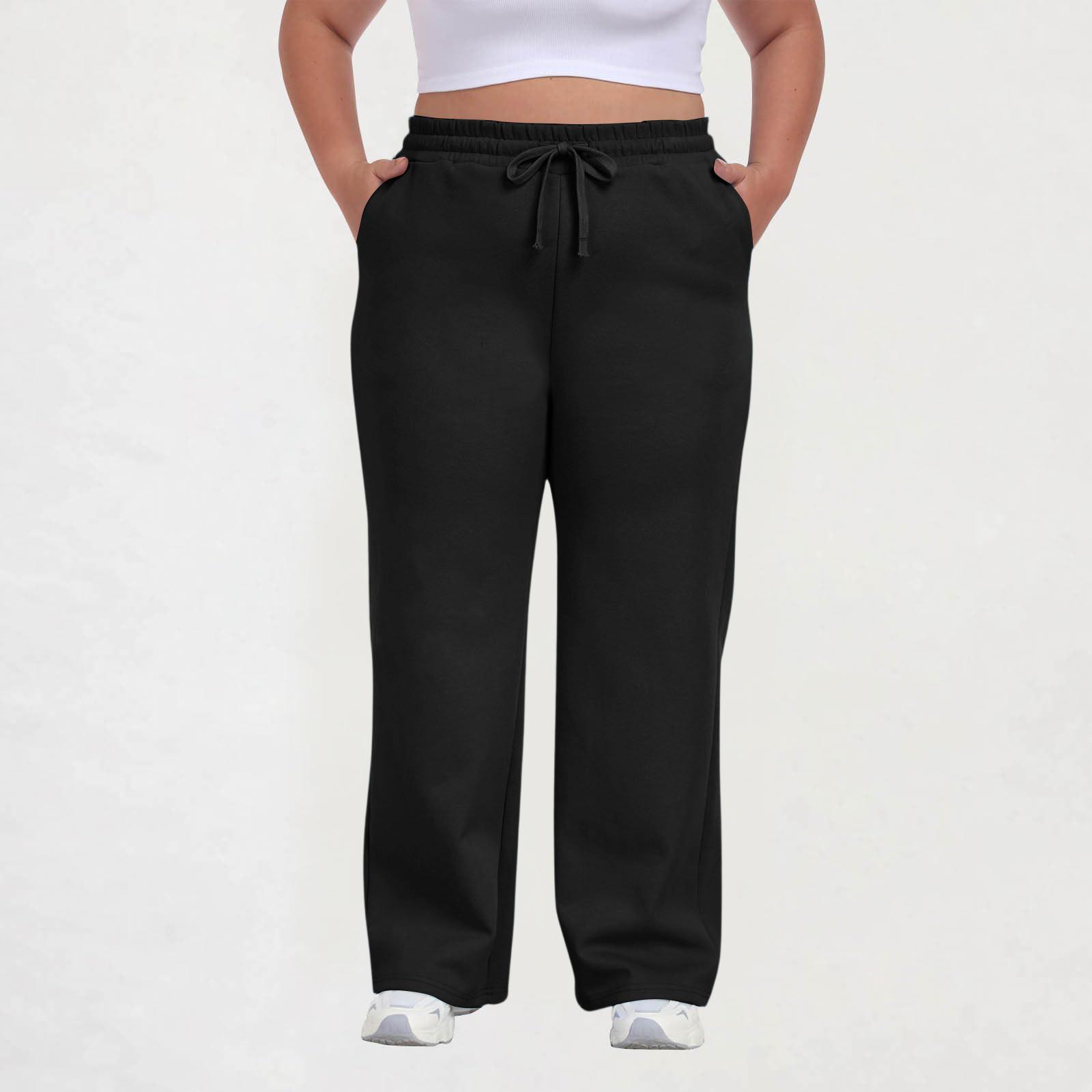 Women s Color Plus Size Casual Loose Straight Pocket Sweatpants L