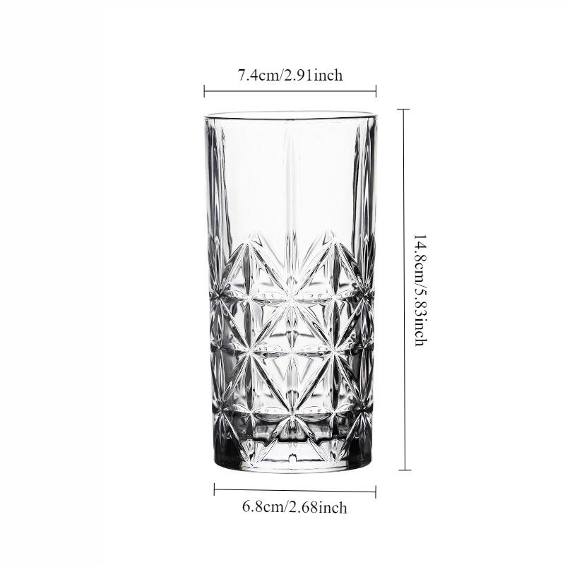 315ml/340ml Transparenter Langer Trinkbecher Kreatives Weinglas Latte Kaffeetasse Geschnitzte Glas Tasse Bar Elegante Saftgetränkebecher