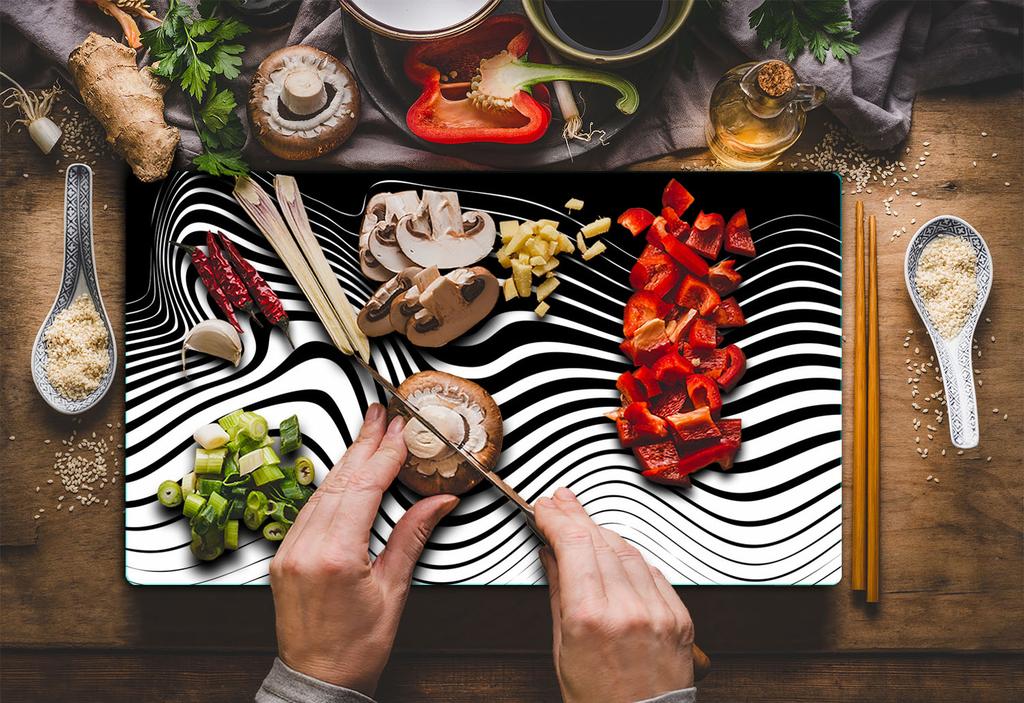 Szklana Płyta Deska Do Krojenia 52X30 Zebra