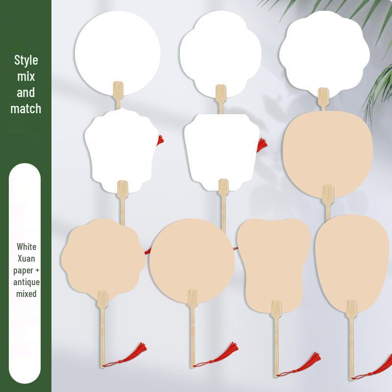 Thickened Xuan Paper Round Fan - Blank Lacquer Fan Kit for Chinese Painting & Calligraphy, Ancient Style, Double-Sided, Ideal for Children