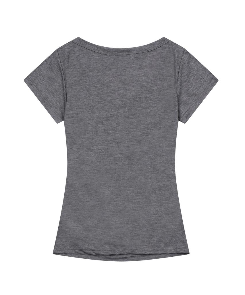 Mucent Yati Side Shirred V-Neck Short Sleeve T-Shirt (4 Colors)