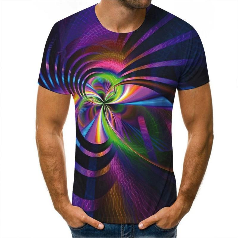 Digital Water Ice Cubes Abstract Image 3D Printed Men's Short Sleeved T-shirt Trend Shirt