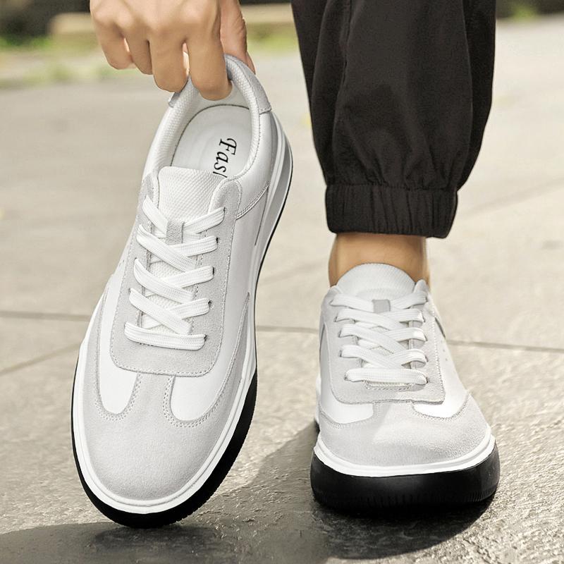 Genuine Leather White Board Shoes Men Skateboard Loafers Man Sport Casual Sneakers Mens Lace Up Flats Male Skate Shoes 2026