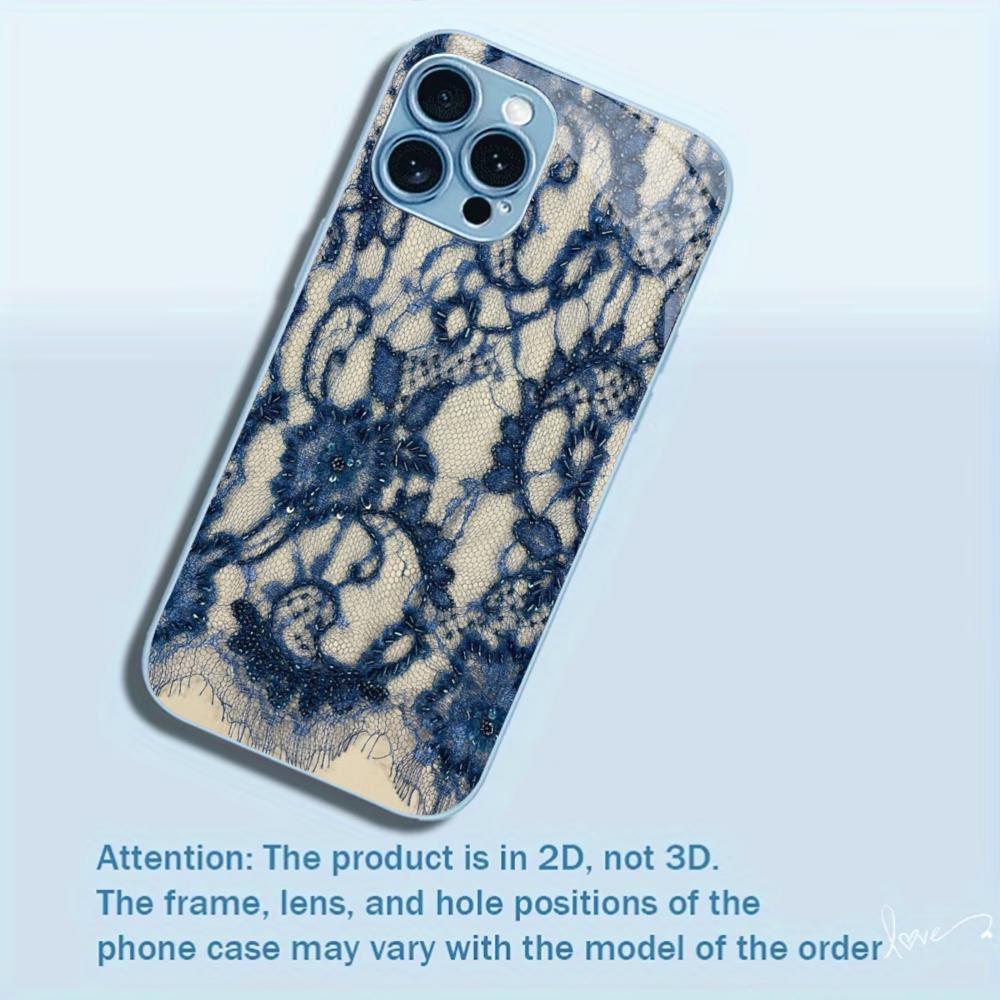 Elegant Blue Lace Print phone case for iphone 17 case for iphone 17 pro max cover Glass for iPhone 17 16 15 14 13 12pm Pro Plus
