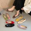 2025 retro small single shoes round head shallow mouth bow flat heel suede fashion shoes inner bow soft sole grandma shoes