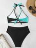 Sexy rückenfreie enge Bikinis 2-teiliges Set Damen geteilter Badeanzug hohe Taille Strandstil Blockbikinis 2025 Neue Sommer-Bikinis Set