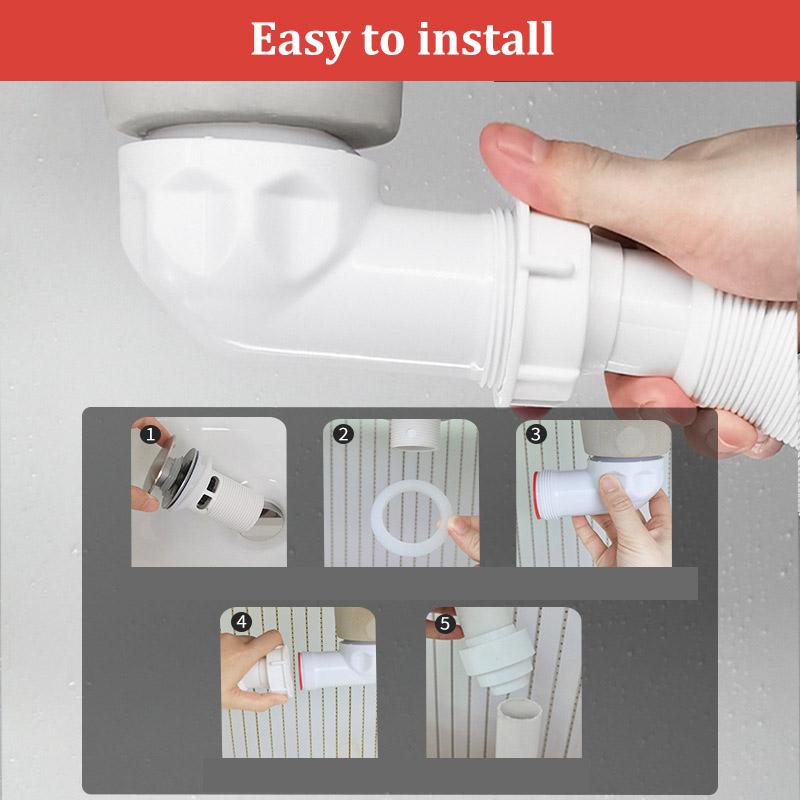 Deodorant Waschbecken Ablaufrohr Teleskopisches Waschbecken Ablaufschlauch Pop-Up Kern Badezimmer Horizontales Ablaufrohr