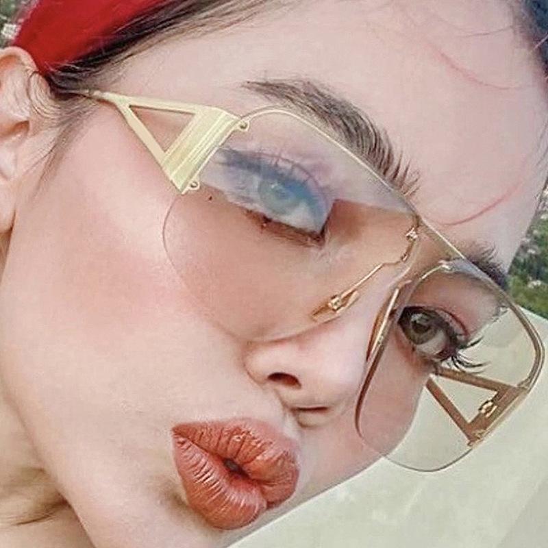 Metal Half Frame Square Aviator Sunglasses Retro Fashion Glasses Trendy UV Protection