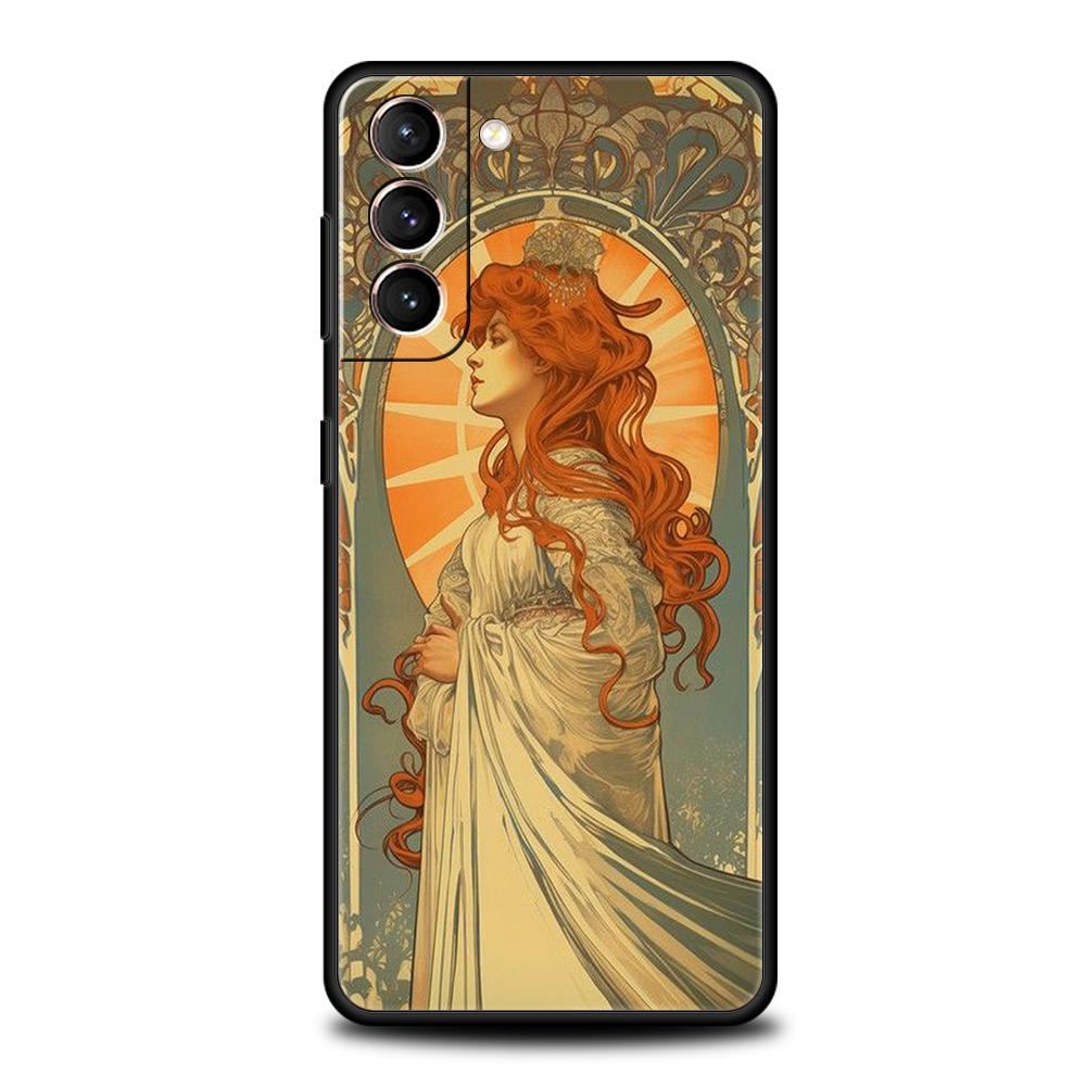 Phone Case for Samsung Galaxy S25/S24/S23/S22/S20/S21/FE/Ultra/S10/S10E/S9/Plus/5G Soft TPU Cover Art Poster ALPHONSE MUCHA Bags