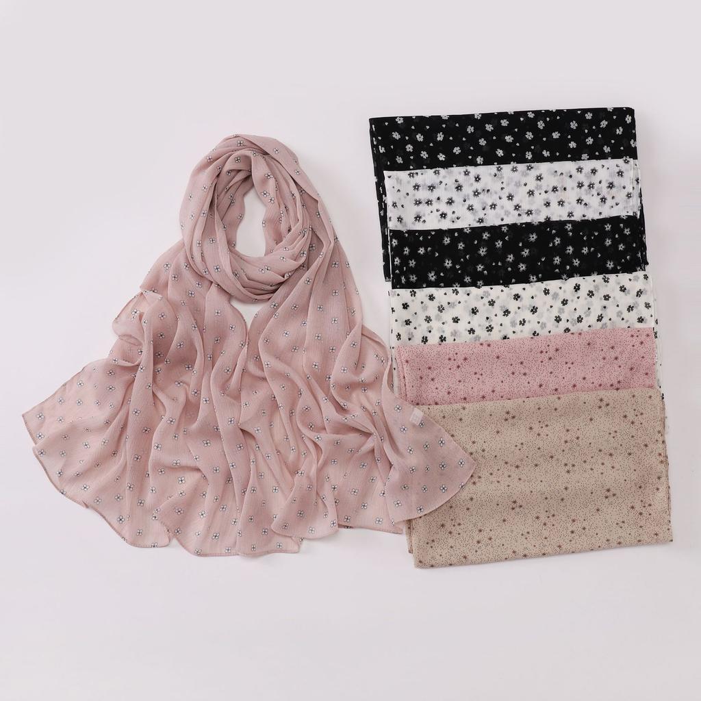 New Spring Autumn Chiffon Printed Floral Scarf Oil Painting Ethnic Style