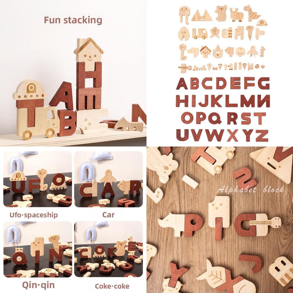 Wooden Alphabet Puzzle For Kids Educational Toy With Word Building And Number Blocks