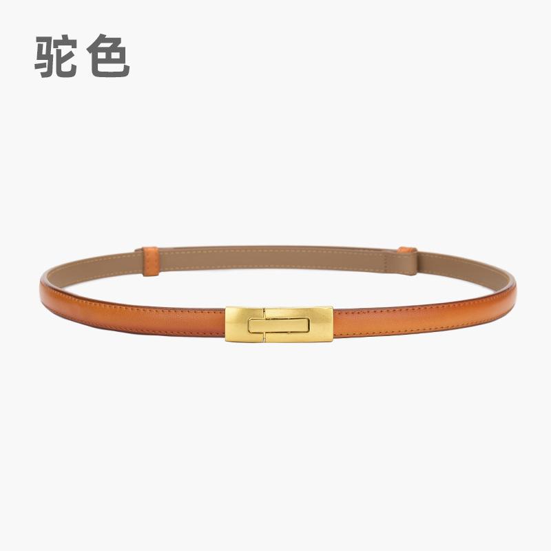 Kvinners skinn tynt belte All-Match Justerbart et par spenner Belte kvinnelig pynt kjole belte