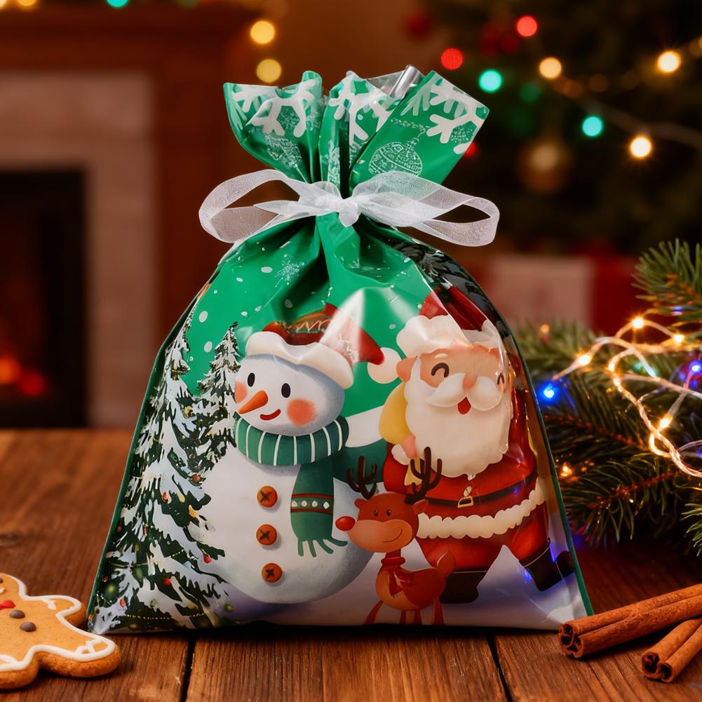 30 Stück Weihnachten Kordelzug Geschenktüte Neujahr Große Süßigkeiten Keks Verpackungsbeutel Navidad Weihnachten Heimparty Dekoration