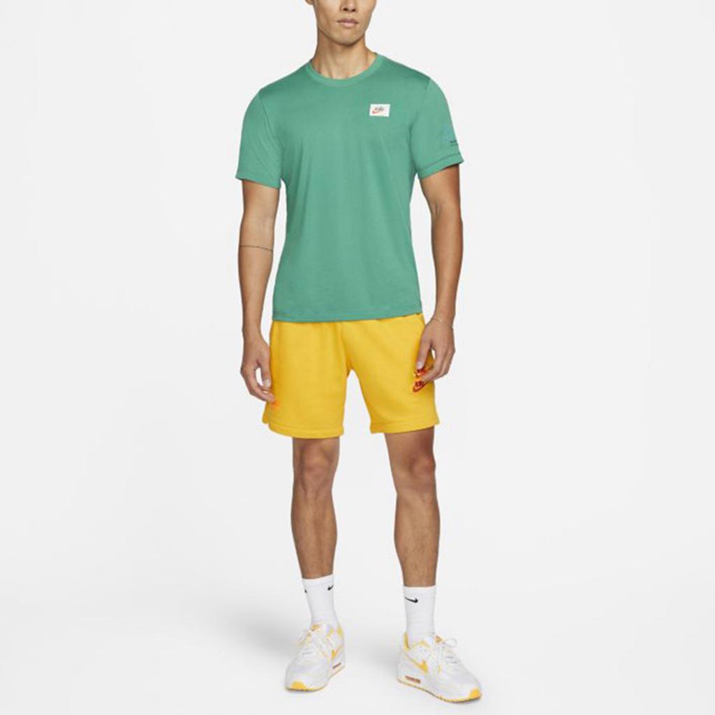 Nike T Shirts Men's Light Green Crew Neck Moderate Straight Fit DJ1394-350