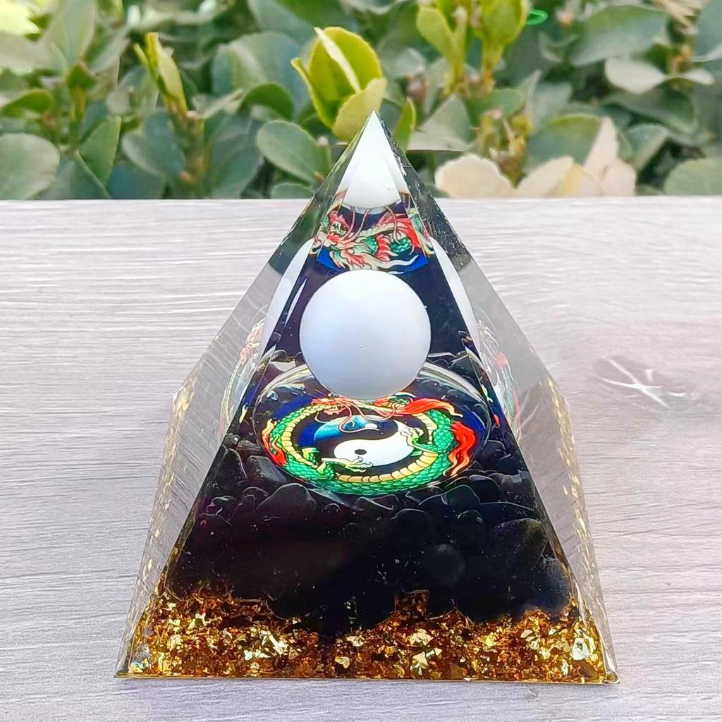 Crystal Stone Pyramid Resin Decor: Home, Office, Car Ornaments